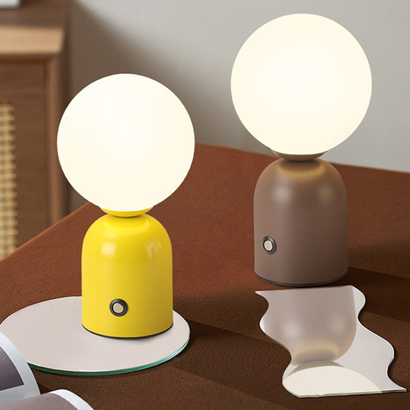 Table Lamp Minimalist with Globe Shade and Dimmable LED