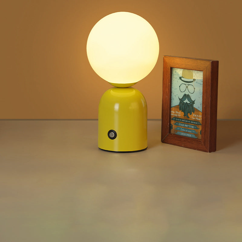 Table Lamp Minimalist with Globe Shade and Dimmable LED