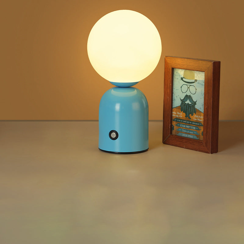 Table Lamp Minimalist with Globe Shade and Dimmable LED