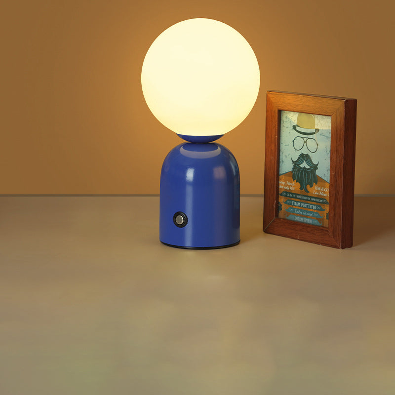 Table Lamp Minimalist with Globe Shade and Dimmable LED