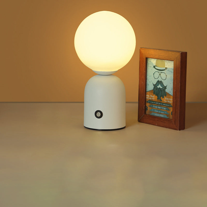 Table Lamp Minimalist with Globe Shade and Dimmable LED