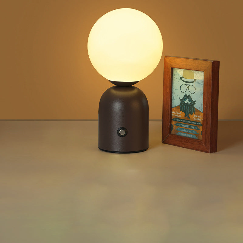Table Lamp Minimalist with Globe Shade and Dimmable LED