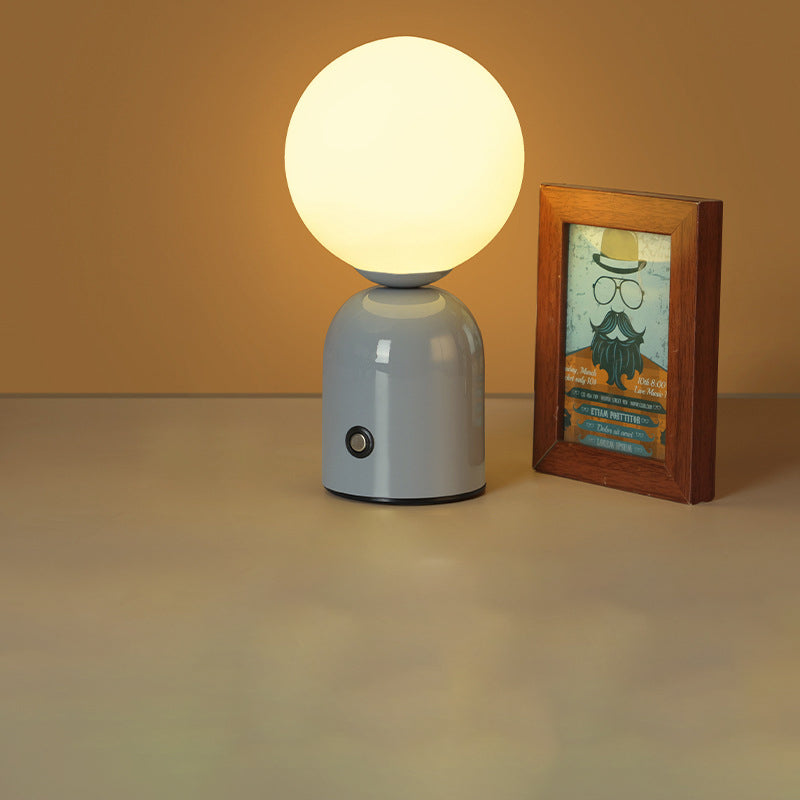 Table Lamp Minimalist with Globe Shade and Dimmable LED