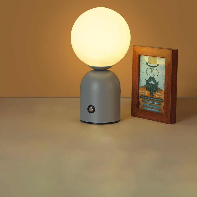 Table Lamp Minimalist with Globe Shade and Dimmable LED