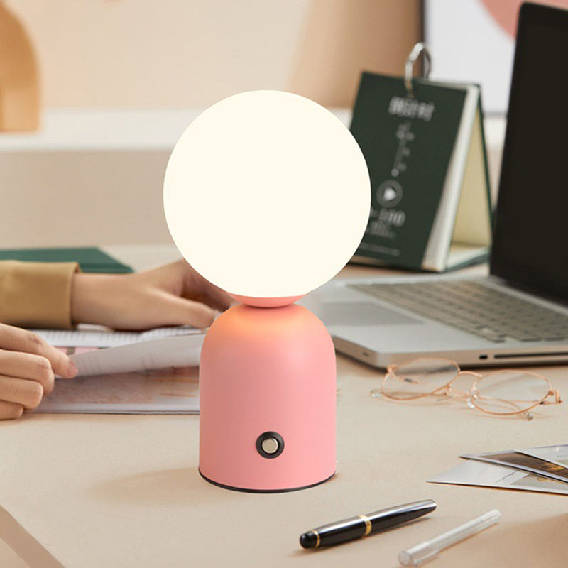 Table Lamp Minimalist with Globe Shade and Dimmable LED