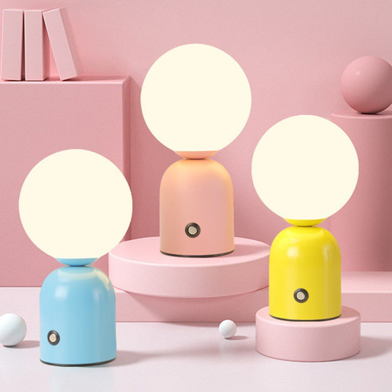 Table Lamp Minimalist with Globe Shade and Dimmable LED