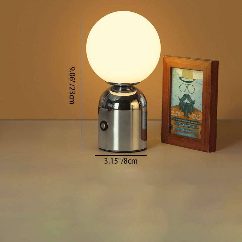 Table Lamp Minimalist with Globe Shade and Dimmable LED