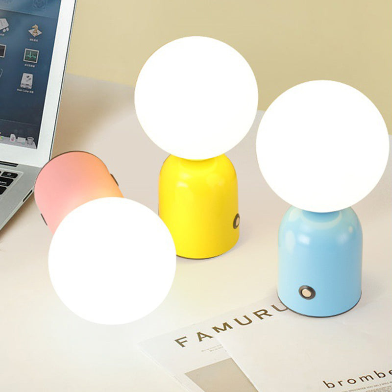 Table Lamp Minimalist with Globe Shade and Dimmable LED