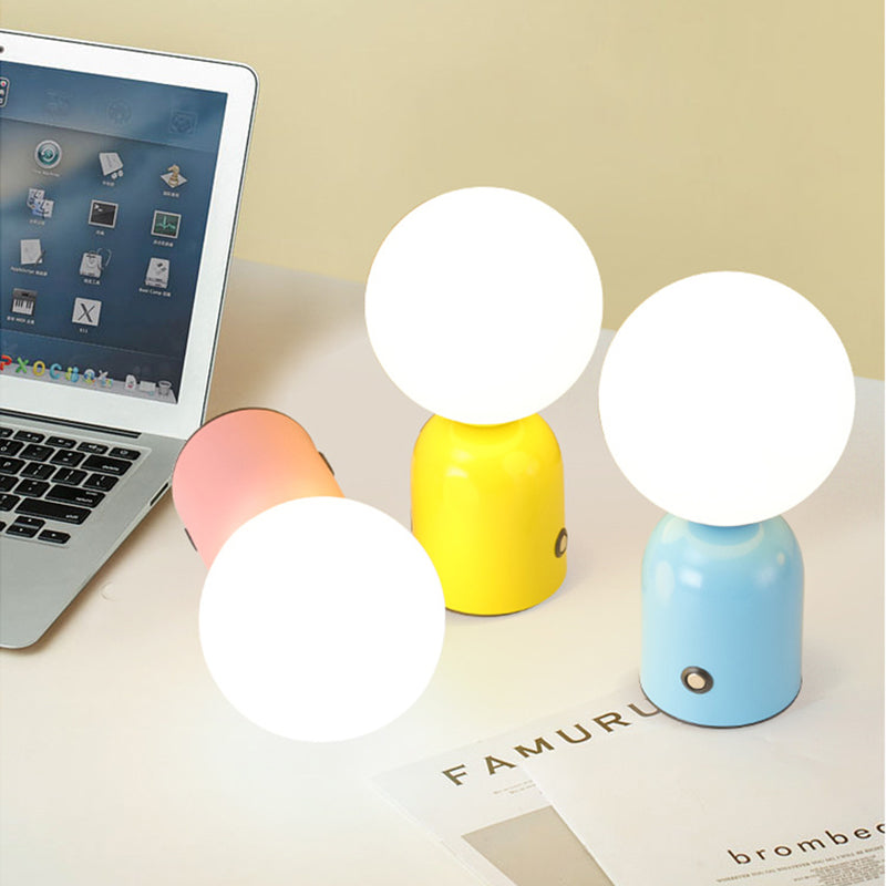 Table Lamp Minimalist with Globe Shade and Dimmable LED