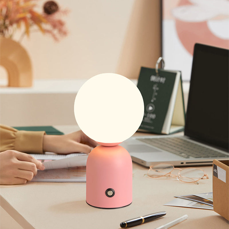 Table Lamp Minimalist with Globe Shade and Dimmable LED