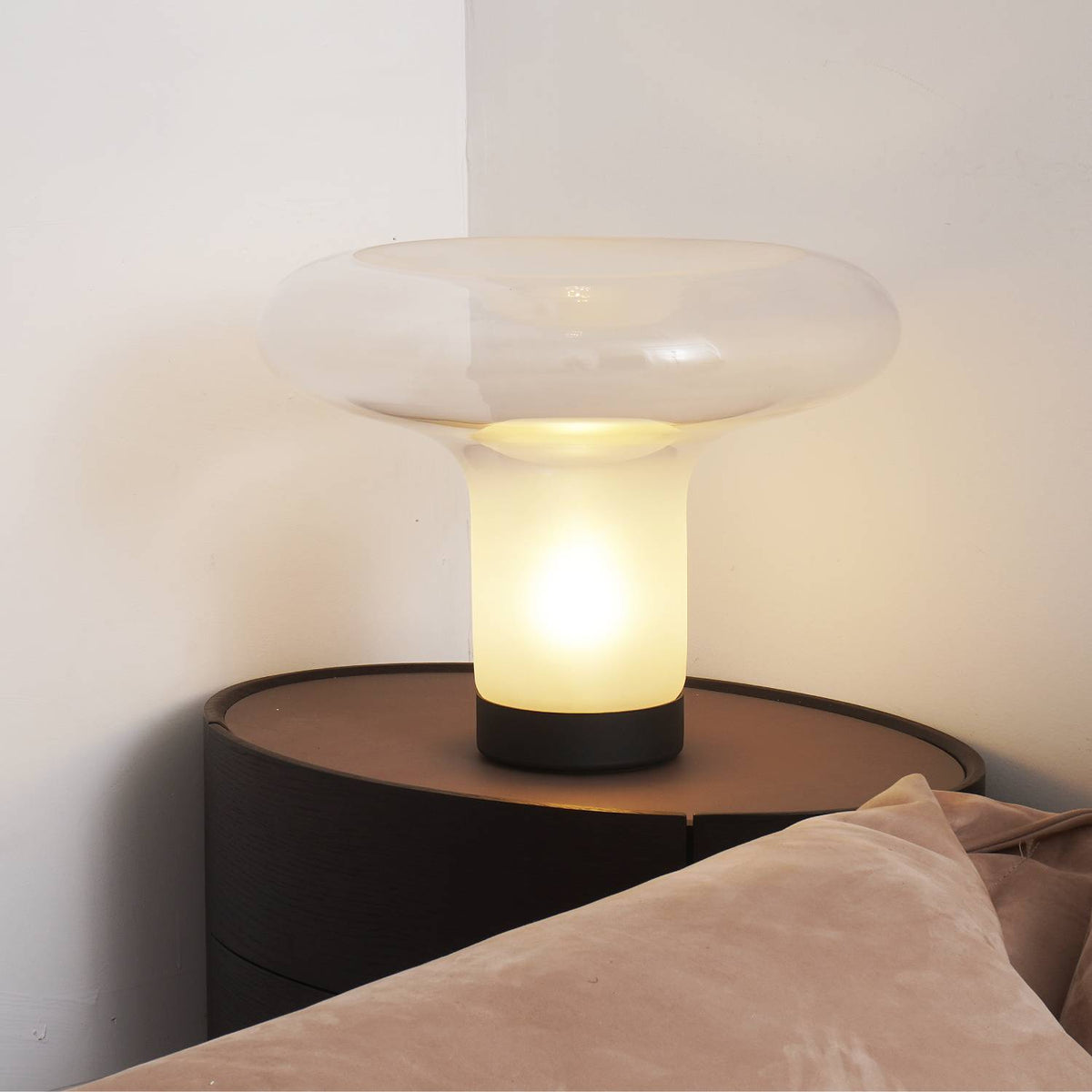 Table Lamp Modern Minimalist with Glass Mushroom Shade
