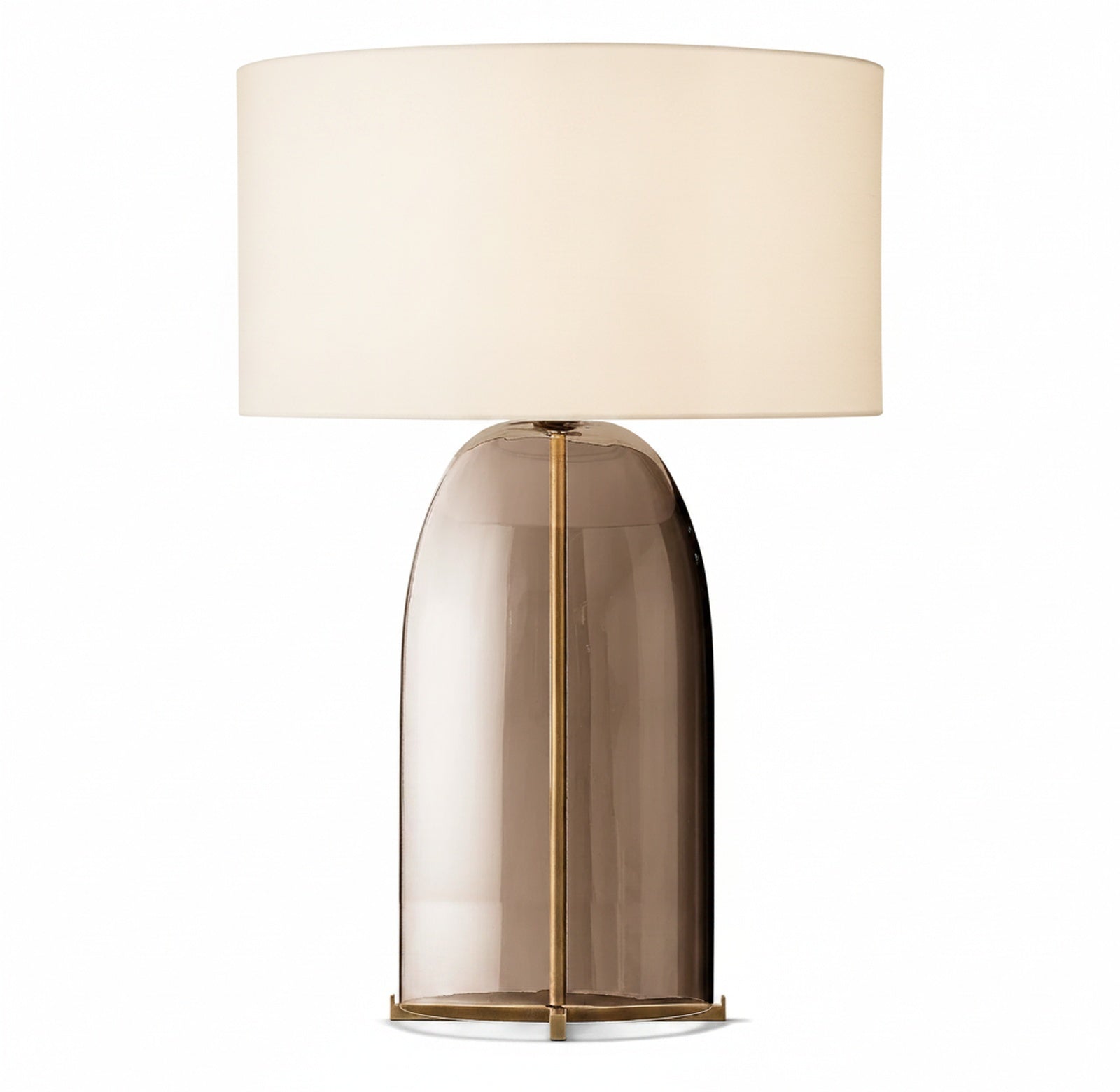 Table Lamp Modern with Smoked Glass Base and Drum Shade