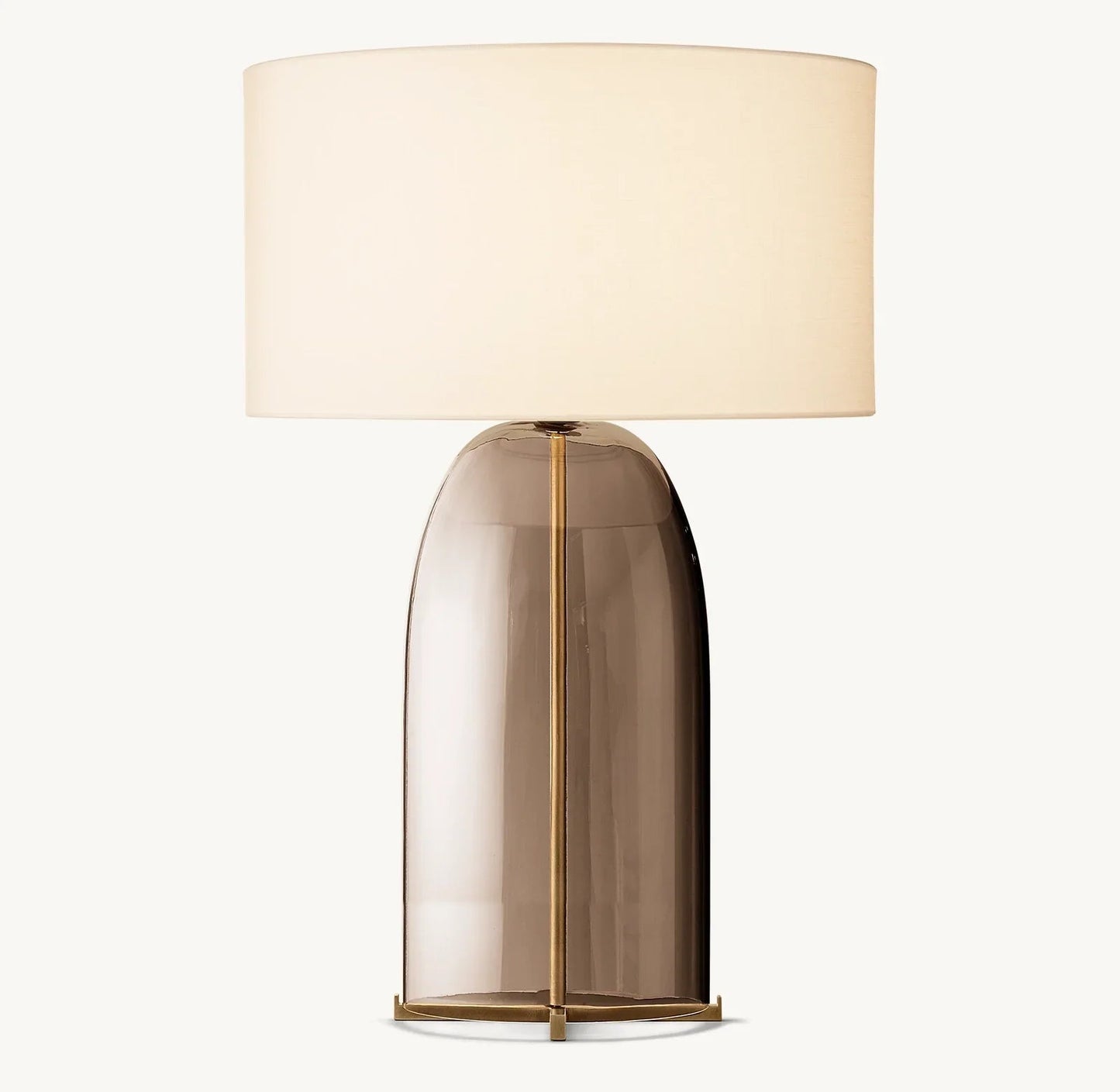 Table Lamp Modern with Smoked Glass Base and Drum Shade