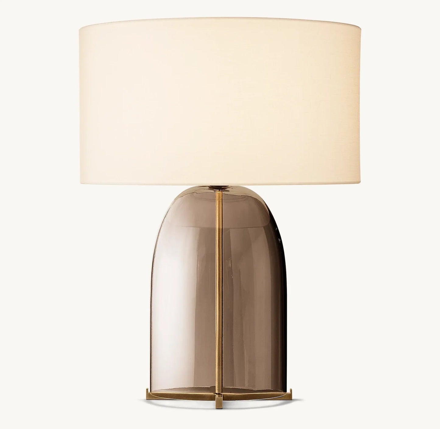 Table Lamp Modern with Smoked Glass Base and Drum Shade