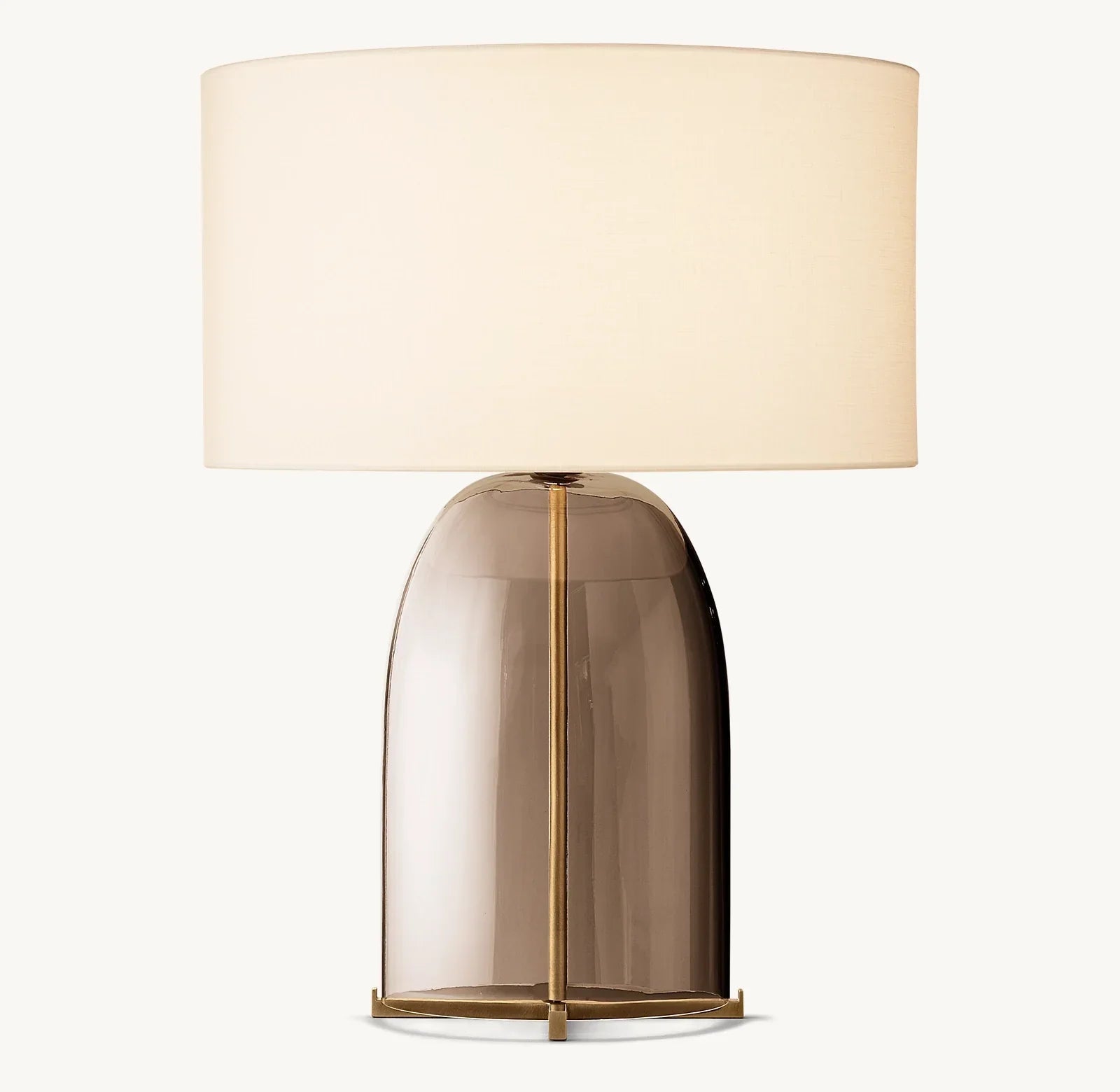 Table Lamp Modern with Smoked Glass Base and Drum Shade