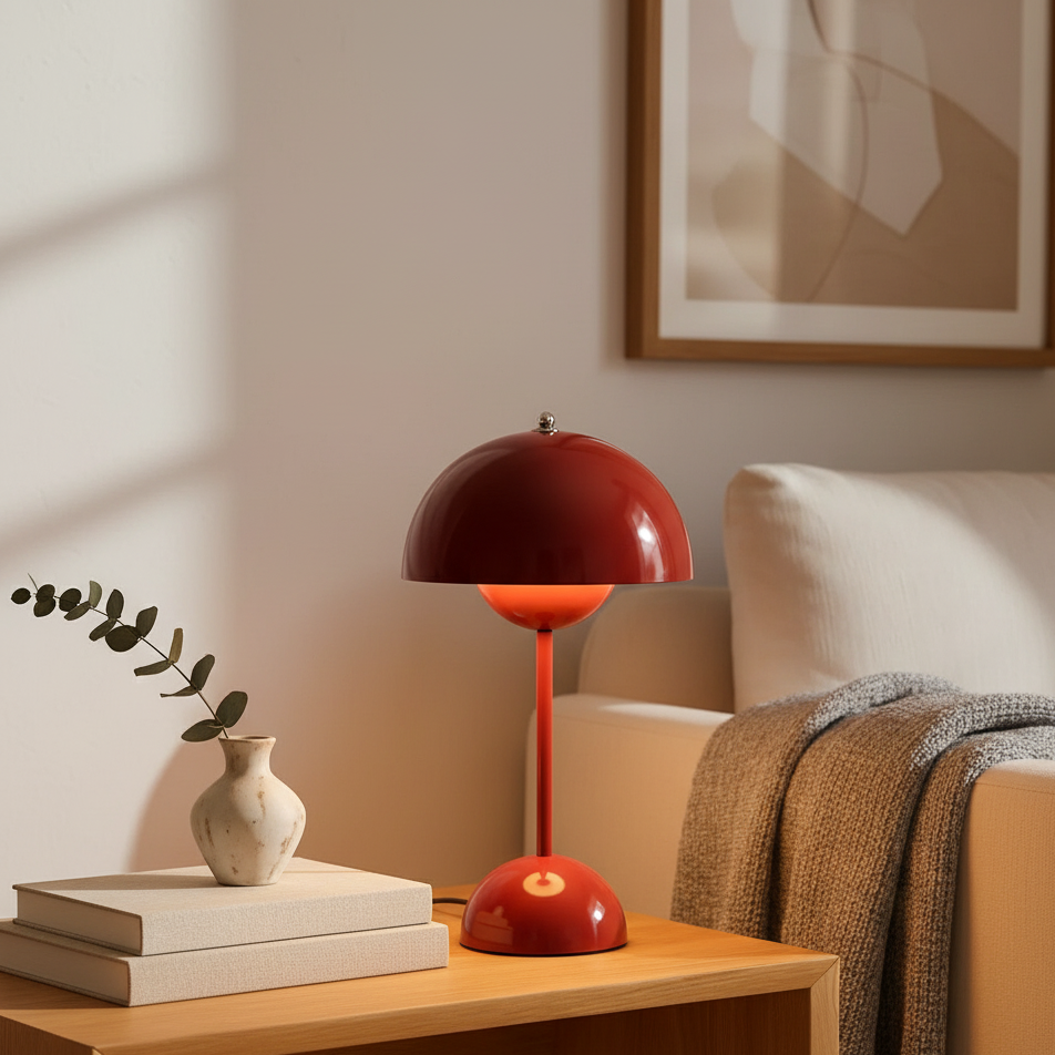 Table Lamp Retro Scandinavian with Dome Shade and Touch Dimmer