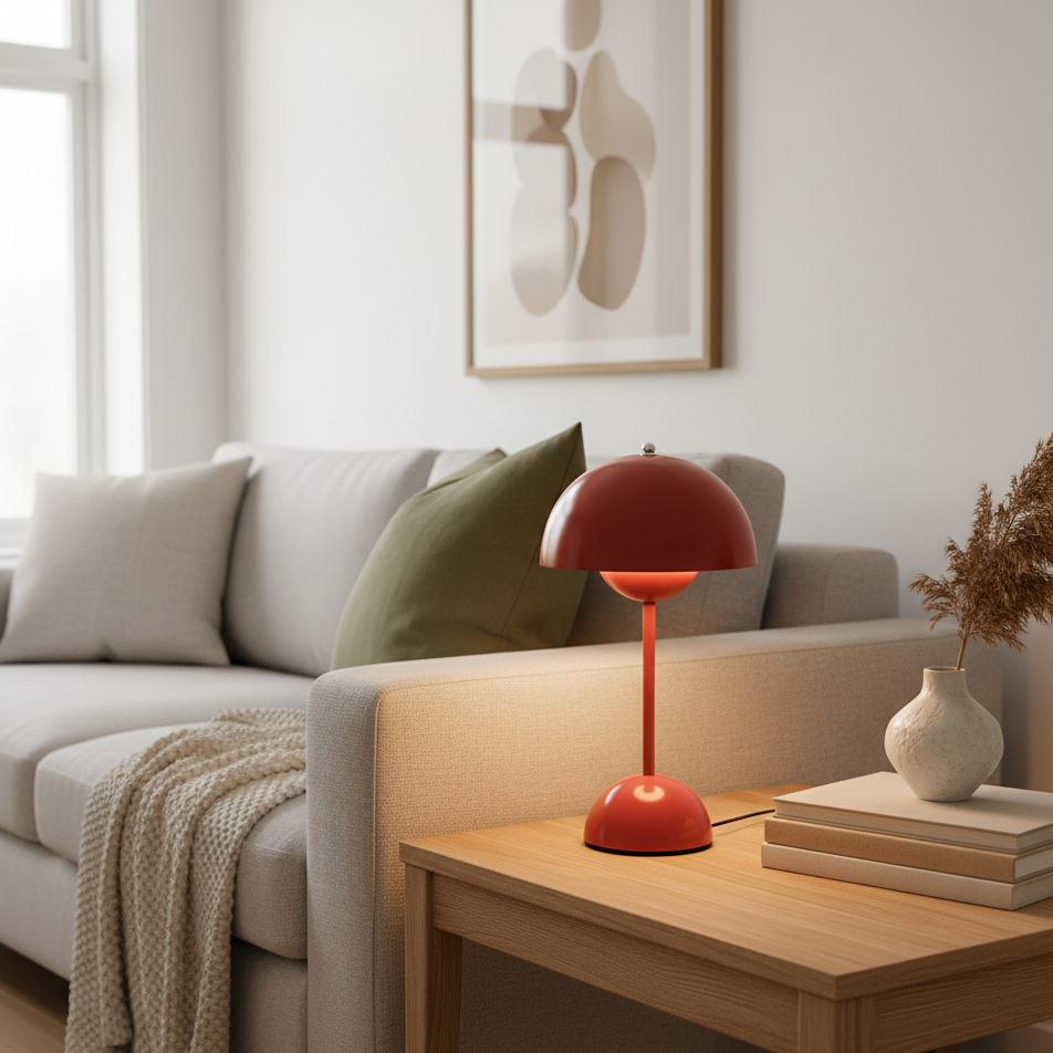Table Lamp Retro Scandinavian with Dome Shade and Touch Dimmer