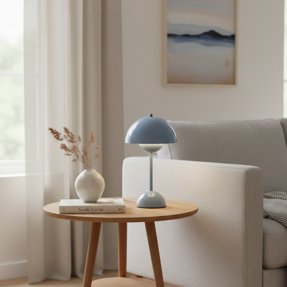Table Lamp Retro Scandinavian with Dome Shade and Touch Dimmer