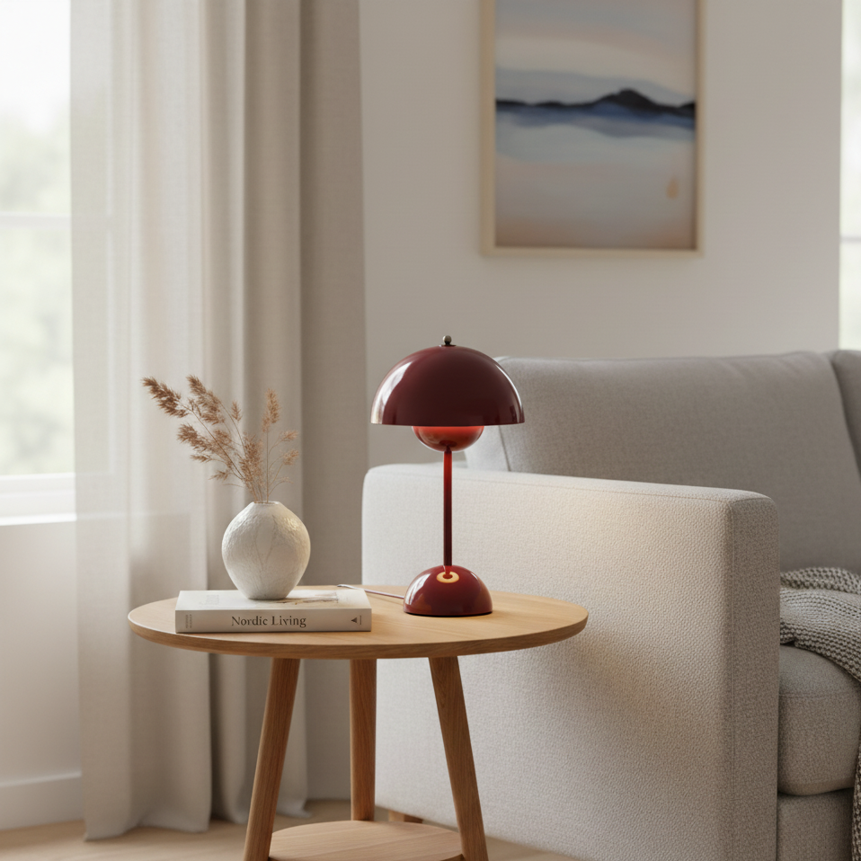 Table Lamp Retro Scandinavian with Dome Shade and Touch Dimmer