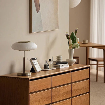 Table Lamp Retro with Ribbed Glass Shade and Pull Chain Switch