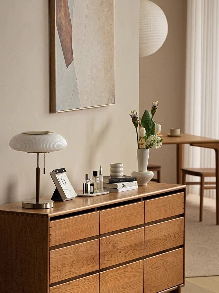Table Lamp Retro with Ribbed Glass Shade and Pull Chain Switch