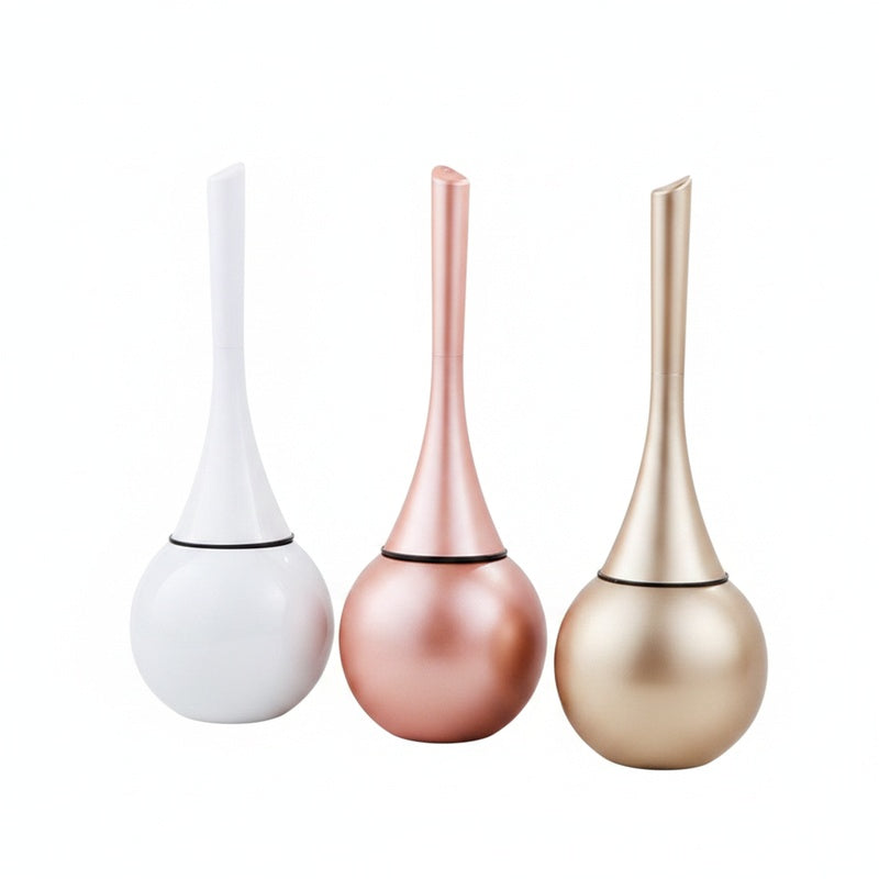 Toilet Brush Set with Round Holder and Removable Brush Head