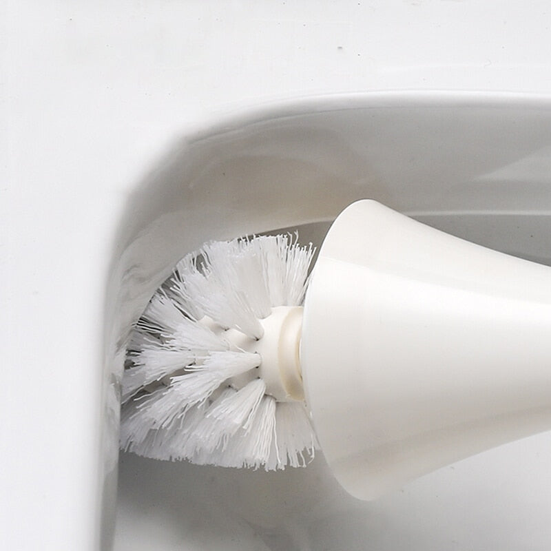 Toilet Brush Set with Round Holder and Removable Brush Head