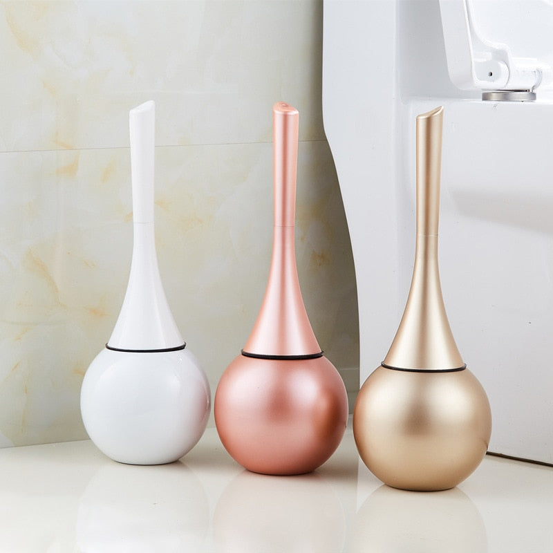 Toilet Brush Set with Round Holder and Removable Brush Head