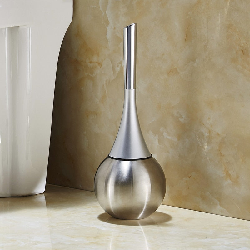 Toilet Brush Set with Round Holder and Removable Brush Head