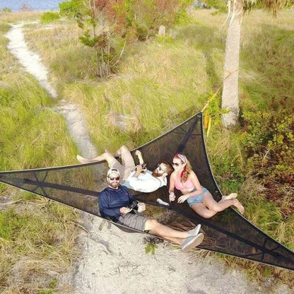 Triangular Multi-Person Camping Hammock with 3-Point Anchor System