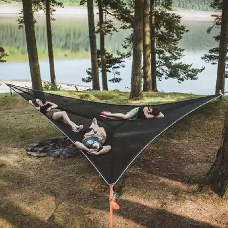 Triangular Multi-Person Camping Hammock with 3-Point Anchor System