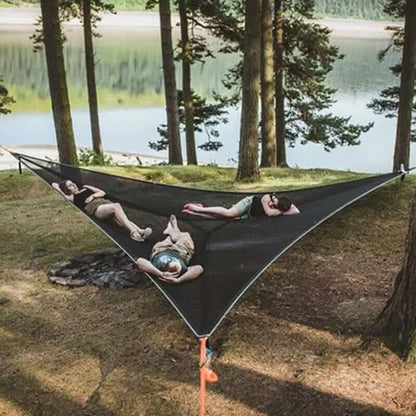 Triangular Multi-Person Camping Hammock with 3-Point Anchor System
