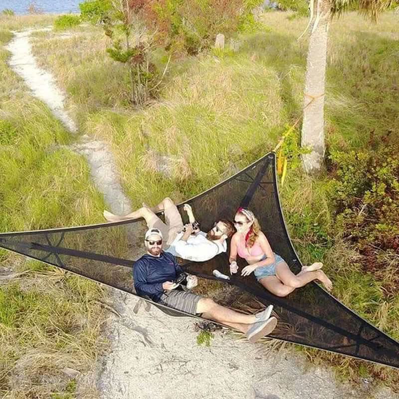 Triangular Multi-Person Camping Hammock with 3-Point Anchor System