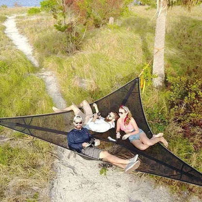 Triangular Multi-Person Camping Hammock with 3-Point Anchor System