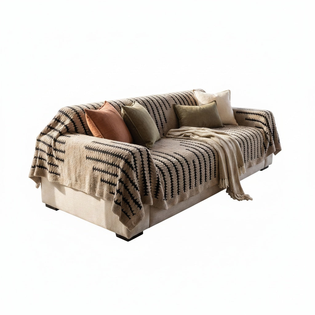 Tufted Sofa Throw Cover with Non-Slip Backing for Couch and Sectional Protection