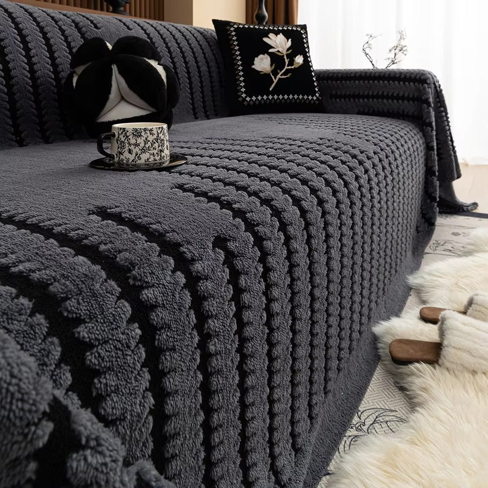 Tufted Sofa Throw Cover with Non-Slip Backing for Couch and Sectional Protection