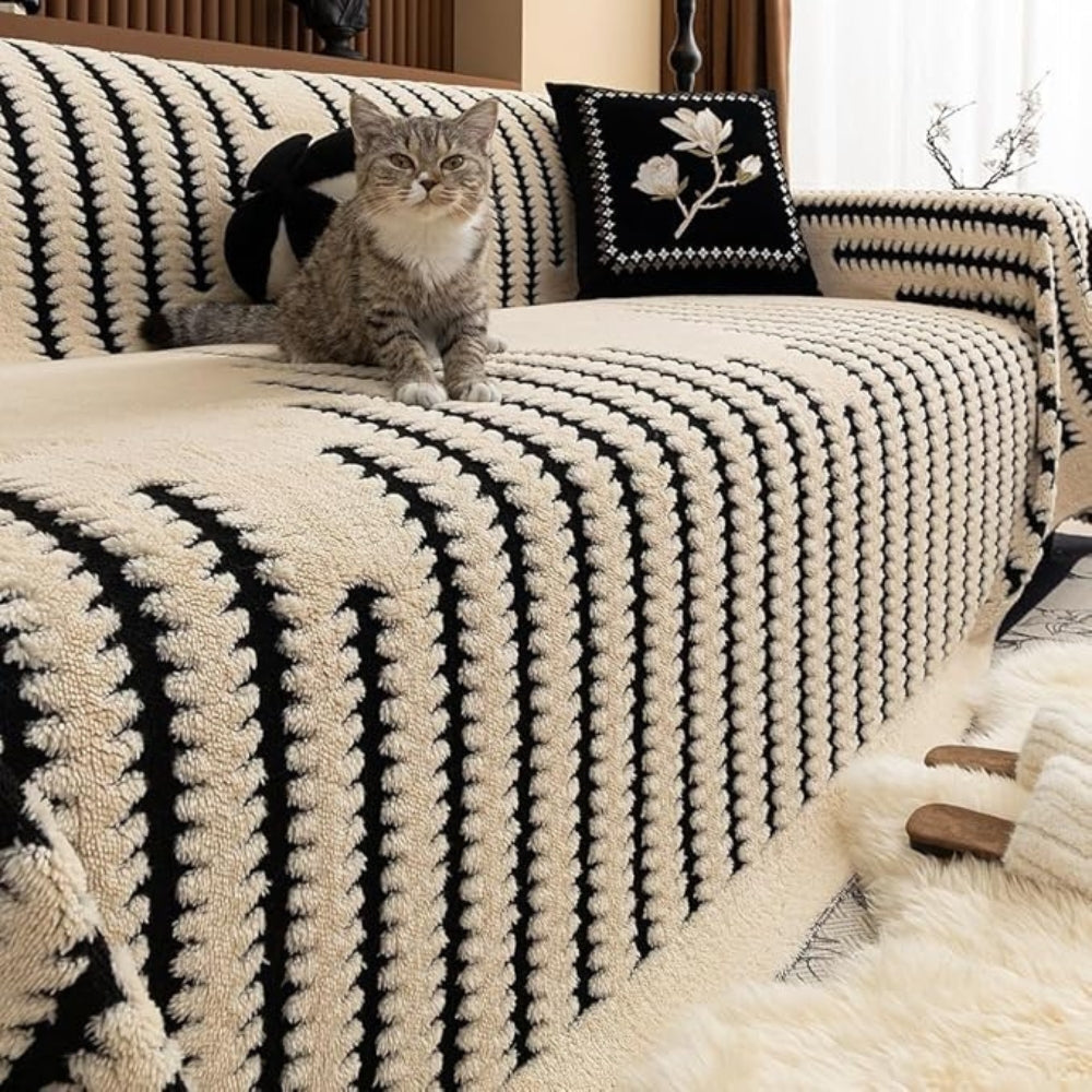Tufted Sofa Throw Cover with Non-Slip Backing for Couch and Sectional Protection