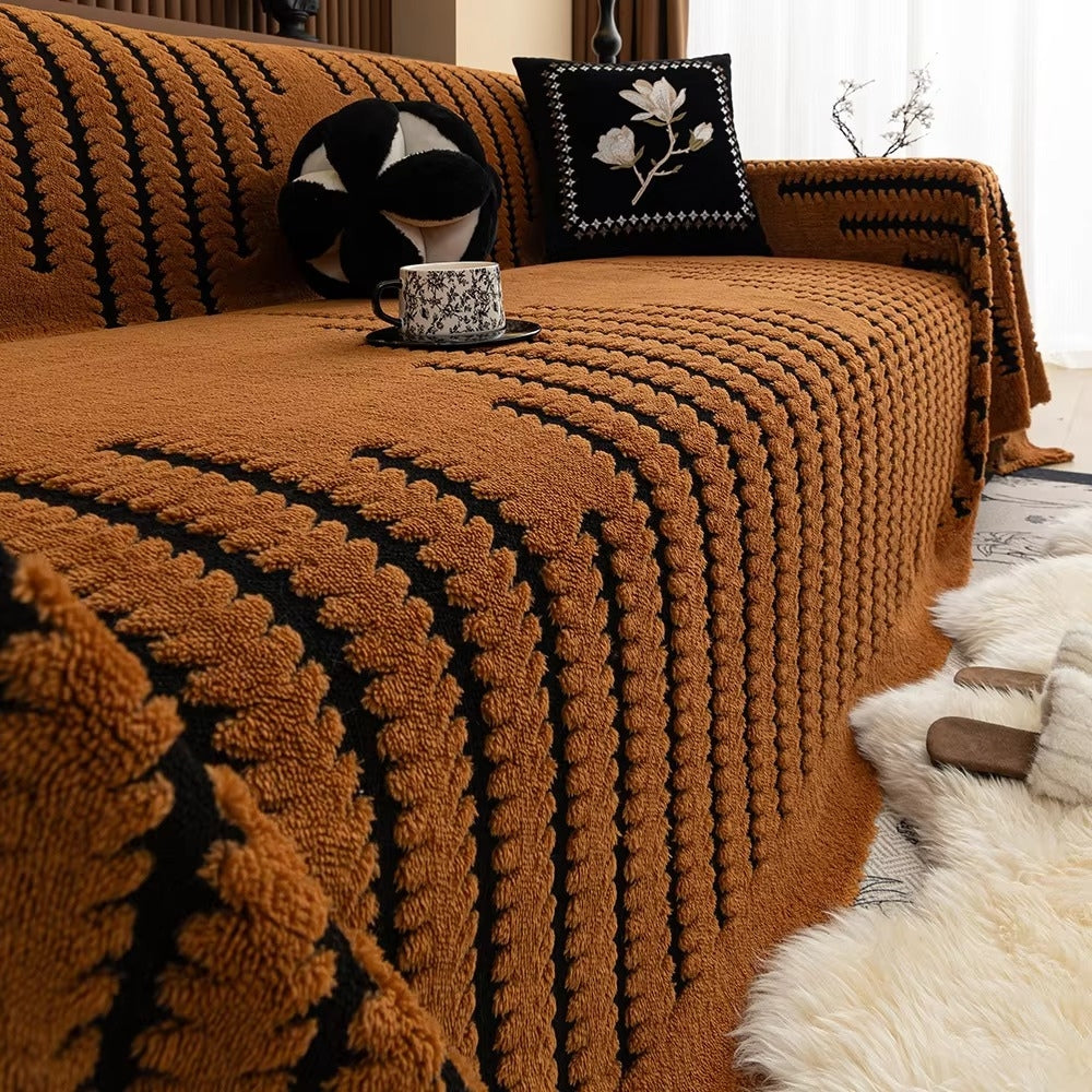 Tufted Sofa Throw Cover with Non-Slip Backing for Couch and Sectional Protection