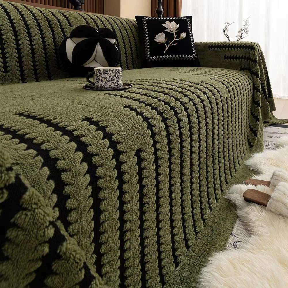 Tufted Sofa Throw Cover with Non-Slip Backing for Couch and Sectional Protection