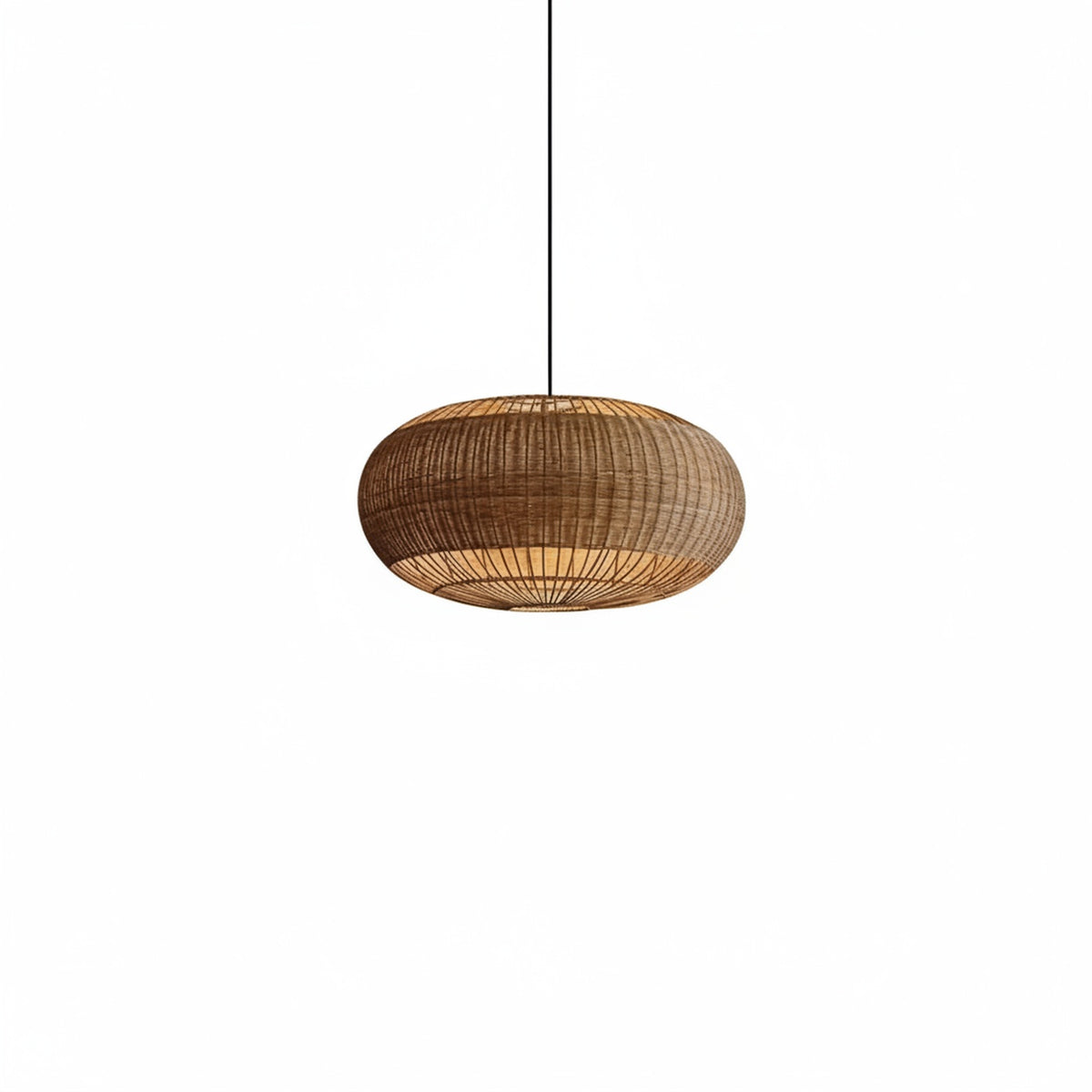 Vintage Pendant Lamp with Woven Rattan Shade