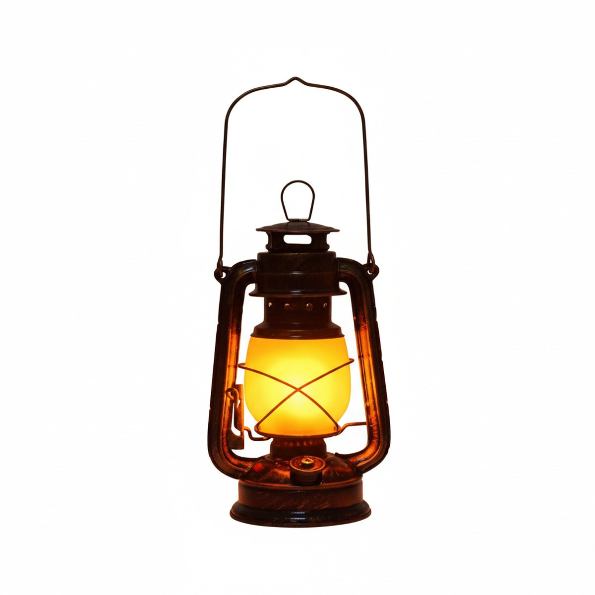 Vintage Table Lamp with Frosted Glass Shade and Arched Handle