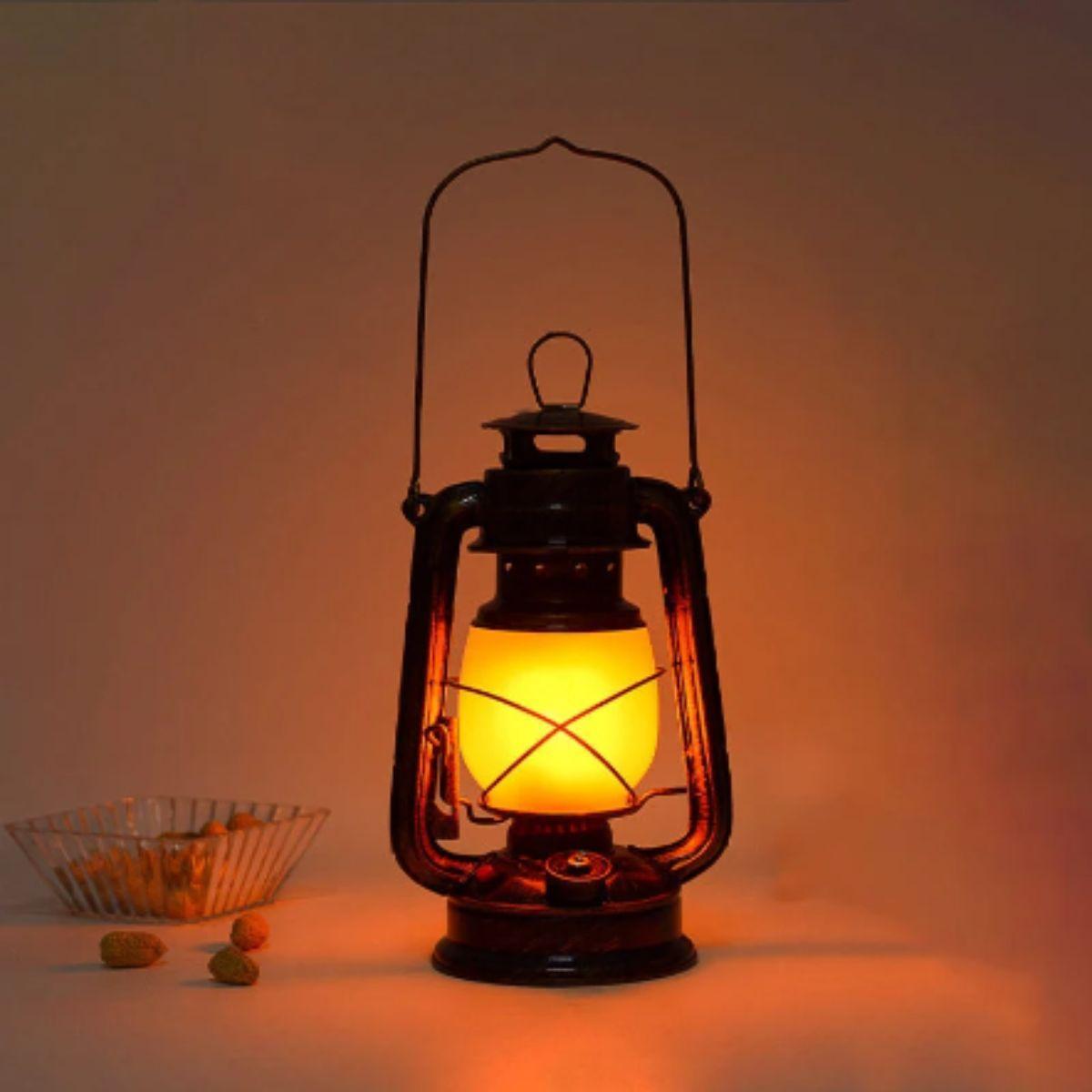 Vintage Table Lamp with Frosted Glass Shade and Arched Handle
