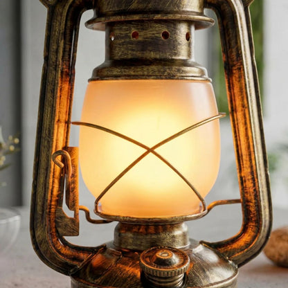 Vintage Table Lamp with Frosted Glass Shade and Arched Handle