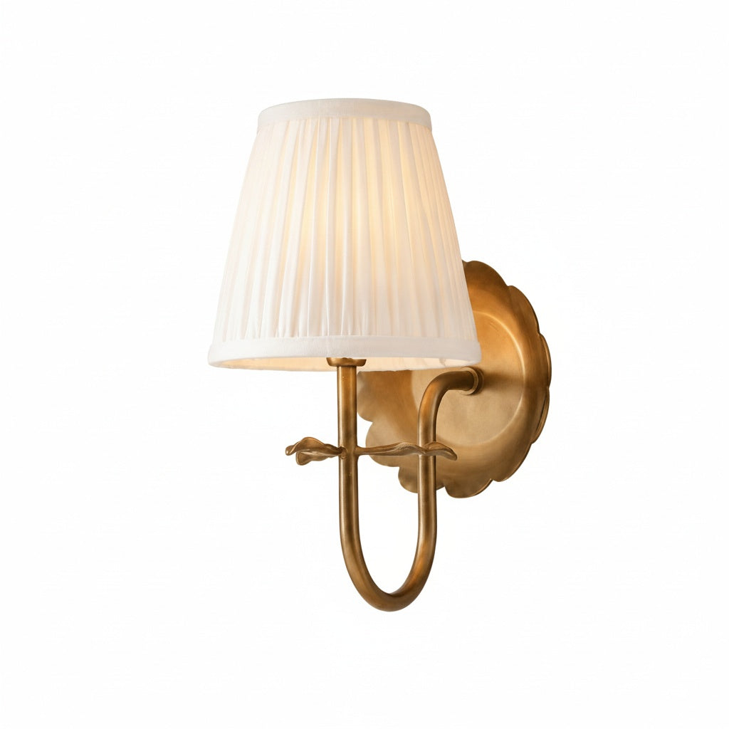 Vintage Wall Sconce with Pleated Cotton Shade