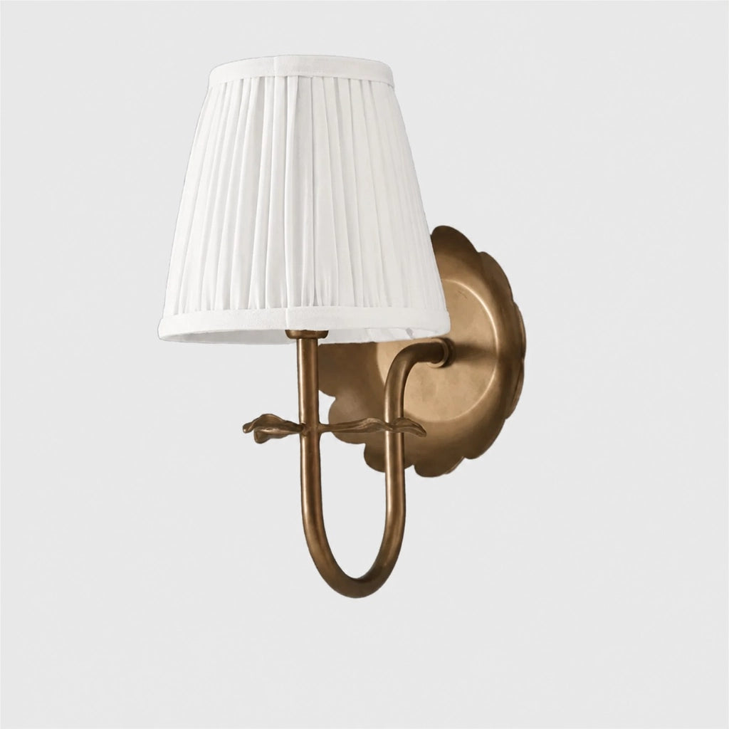 Vintage Wall Sconce with Pleated Cotton Shade