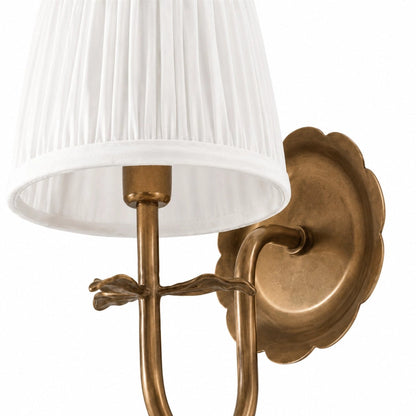 Vintage Wall Sconce with Pleated Cotton Shade