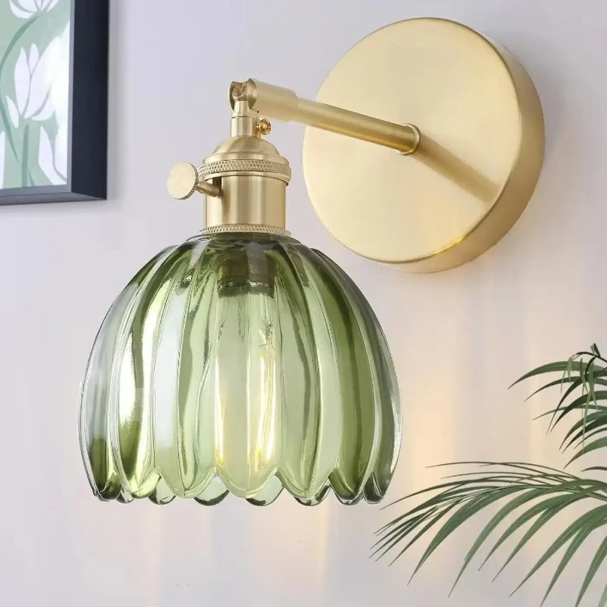 Vintage Wall with Fluted Glass Shade