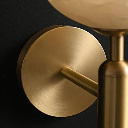 Wall Lamp Art Deco with Alabaster Flower Shade and Brass Arm