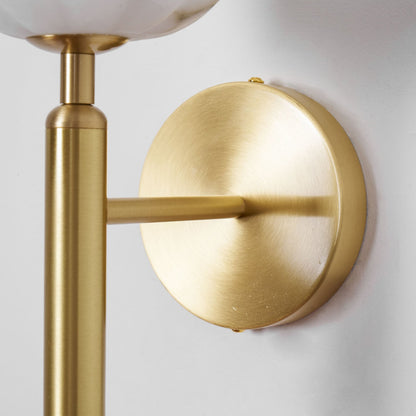 Wall Lamp Art Deco with Alabaster Flower Shade and Brass Arm