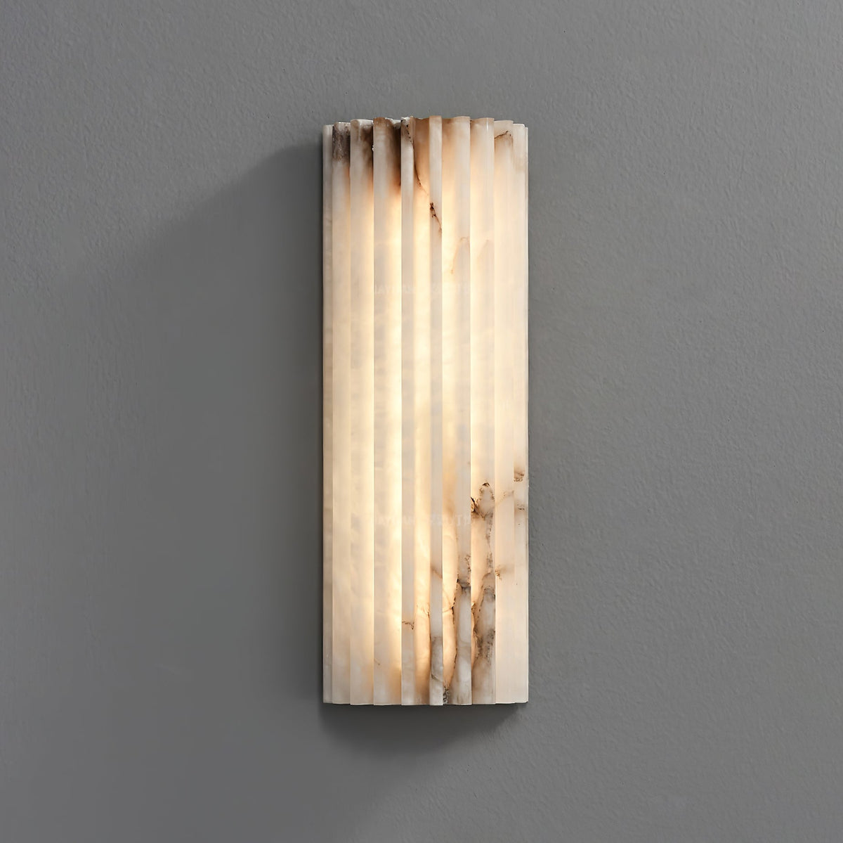 Wall Lamp Art Deco with Alabaster Stone Shade and Integrated LED